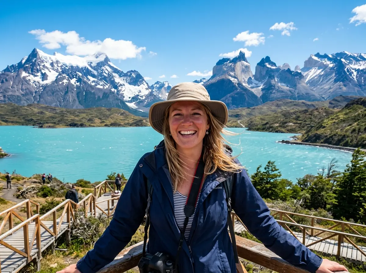 Viajera en Torres del Paine con Racelt